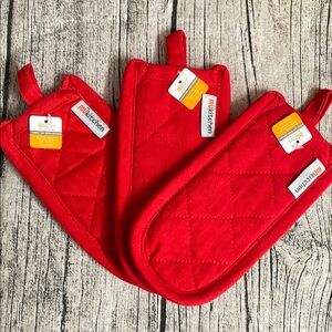 Multicolor Red handle slip pot holder